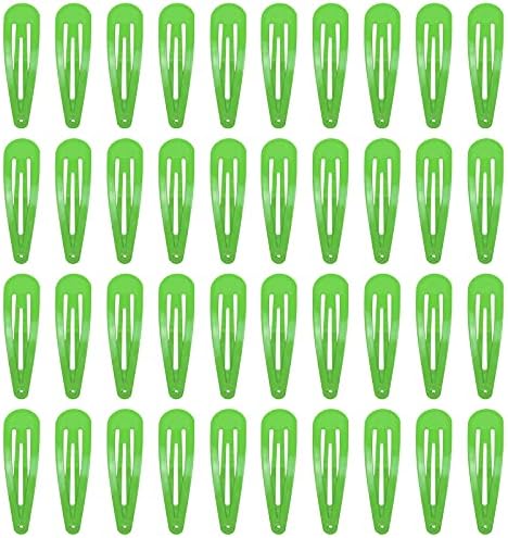 40 Counts Green Color Metal Snap Hair Clips 2 Inch Barrettes for Women Accessories by PIDOUDOU