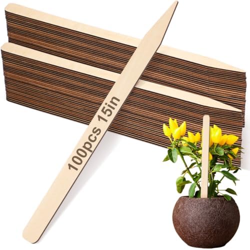 Weysat 100 Pcs 15" Wood Plant Labels for Field or Containers Plant Tags Wood Garden Labels for Seedling Stakes Markers Nursery Seed Tags with Smooth Surface for Pot Herbs Flowers Vegetables by Weysat