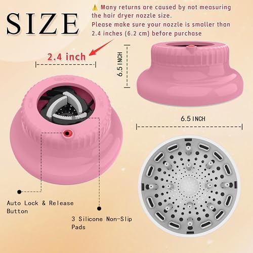 Hair Dryer Diffuser for Curly and Natural Wavy Hair,Universal Hair Diffuser,Hair Dryer Diffuser Attachment (Pink) - Image 3