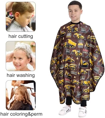 Pelocapa Hair cutting Capes for Kids Waterproof Salon Capes Shampoo Capes for Boys Girls Children - 39"× 51" (Construction Vehicle) - Image 5