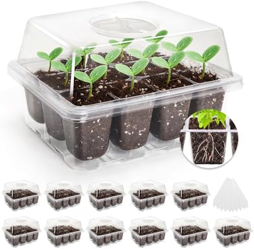 MIXC 10 Pack Seed Starter Tray, 120-Cell Stater Kit with Humidity Dome by MIXC