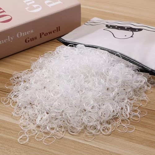Elastic Hair Rubber Bands, 2000 PCS Soft Ponytail Elastics Holders Small Hair Ties for Blond Kids Baby Girls Toddler Infants Hair No Crease Damage No Hurt Thin Easy to dismantle Mini TPU Tie (Clear) - Image 2