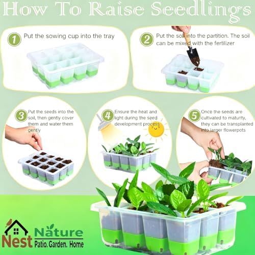 NestNature Silicone Seed Starter Tray , 5-Pack 60 Cells, Root-Safe - Image 4