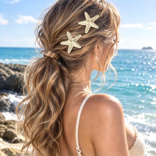 Gofriipai 2 Pcs Starfish Hair Clip with Face Glitter Body Glitter, Mermaid Hair Clips Accessories for Women and Girls, 2 in 1 Accessory Sets for Mermaid Halloween Beach Costume - Image 5
