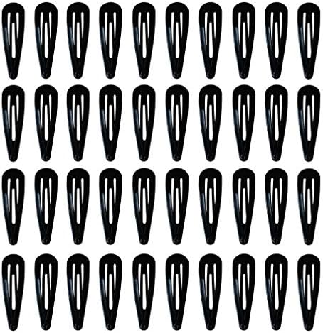 40 Pack Black 2 Inch Barrettes Women Metal Snap Hair Clips Accessories by PIDOUDOU