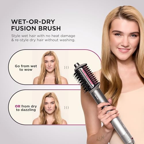 Shark FlexFusion Ceramic Air Styler, Diffuser+Curlers, Metallic Mist, HD642 - Image 3