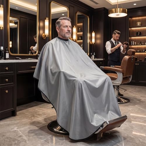 Professional Salon Barber Cape, Waterproof Polyester Hair Cutting Cape, Silicone Neckline, Snap Button Colla, Extra Large - Image 7