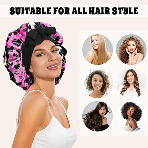 Satin Hair Braid Bonnet for Sleeping Double Layer Elastic Wide Soft Tie Band Hair Silk Lined Sleep Cap Women Girls - Image 4