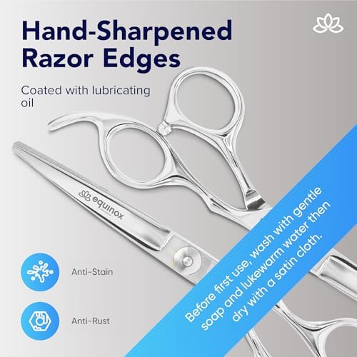 Equinox International, Professional Hair Scissors, Hair Cutting Scissors Professional, 6.5” Overall Length, Barber Scissors For Men & Women, Premium Shears For Salon & Home Use (Ice Tempered, Silver) - Image 3