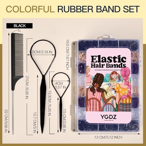 YGDZ Hair Ties, 1500pcs Mini Elastic Hair Bands with Organizer Box, Clear Hair Ties, Hair Accessories Set for Girls, Women, Neutral Colors - Image 2