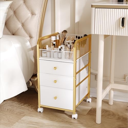 Rolling Makeup Organizer Cart with 3 Drawers Under Desk Storage - Image 6