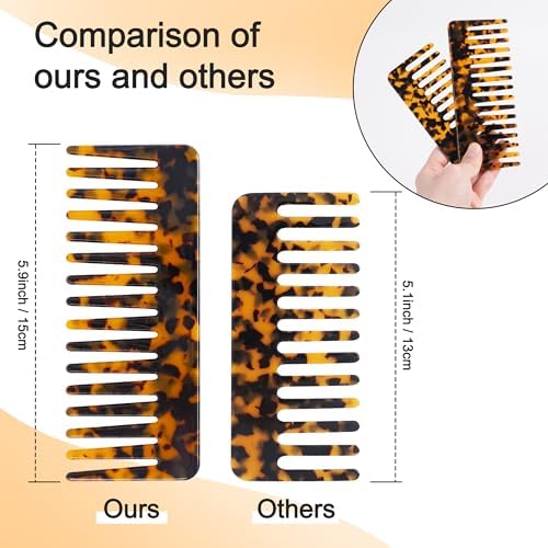 Hair Detangling Comb, 2 Pack Large Cellulose Acetate Wide Tooth Comb - Image 4