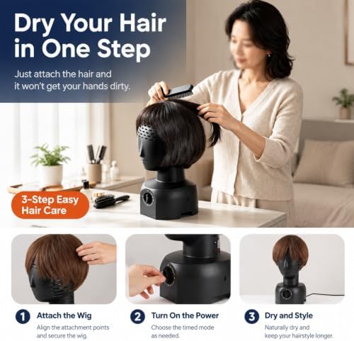 Wig Head Dryer Stand, Electric Mannequin Hair Dryer Holder - Image 7