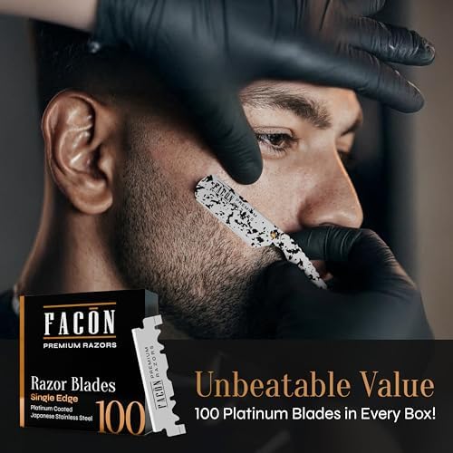 Facón Straight Razors for Men - Professional Barber Straight Edge Razor Kit with 100 Blades, Classic Stainless Steel Barbero Shaver for a Smooth & Precise Shave, Premium Barber Razor for Men's Shaving - Image 5