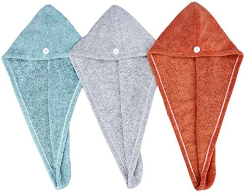 HOPESHINE Hair Towel Twist Microfiber Bamboo Fabric Women's Soft Shower Towels for CurlyHair Turban Wrap Drying Cap Great Gift for Girls 3-Pack by HOPESHINE
