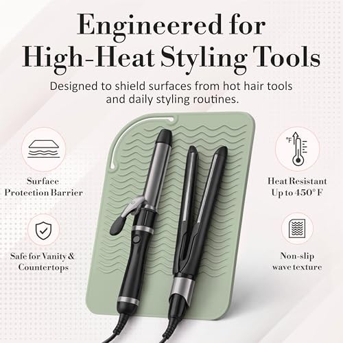 Large Vanity Mat, Heat Resistant Mat for Hair Tools, Vanity Décor, Sage - Image 4