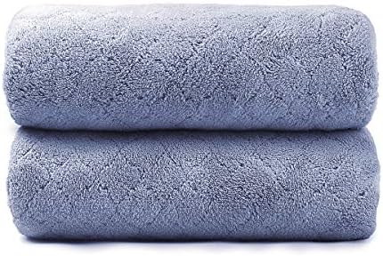 JML Microfiber Bath Towels with Hanging Loop, 2 Pack, 27x55 in, Blue - Image 2
