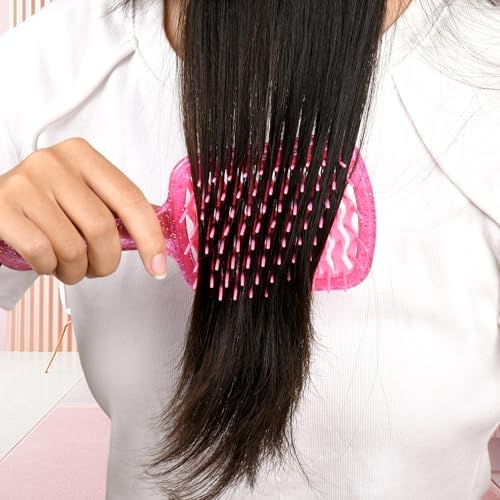 Detangling Hair Brush for All Wet or Dry Hair Types, Pain-Free Brushing Durable, Anti-Static Bristles, Lightweight Handle, Vented Wave UltraFlex Hair Brush (Rose Quartz Pink) - Image 4