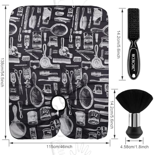 NICEMOVIC Hair Cutting Barber Cape for Men Women Kids with Neck Duster Brush and Barber Brush, Professional Barber Accessories Cleaning Supplies for Salon Haircut Styling - Image 2