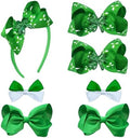 7Pcs St. Patrick's Day Hair Bows Clips for Girls Hair Accessories Toddler Bows for Girls Kids(Green) by JUCCPUL