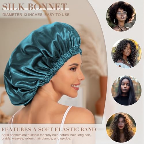 Edoneery Satin Bonnet for Sleeping Women, Double Layer Curly Hair Cap - Image 4