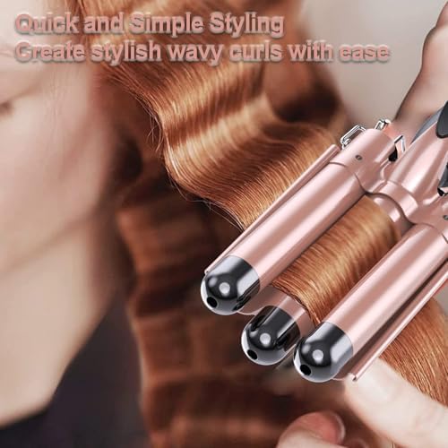 kuwa Crimper Hair Tool,3 Barrel Curling Iron,hairCrimper for Women,Hair Waver with LCD Temperature Display,Long-Lasting Natural Tight Waves - Image 6