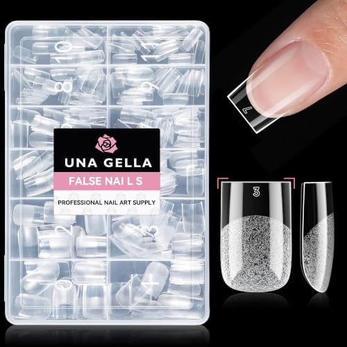 UNA GELLA Sharp Square Nail Tips Short 216pcs Pre-Etched Gel Nail Tips by UNAGELLA