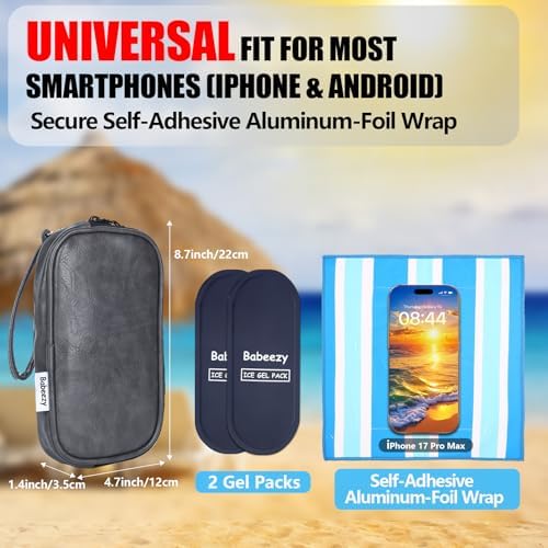 Thermal Phone Cooling Pouch for Beach & Pool iPhone Cooling Bag with 2 Reusable Gel Packs Prevent Overheating Phone Cooler Bag for Summer Heat - Image 5