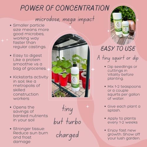 VermisTerra Vitality 8 oz - Houseplant and Indoor Plant Food, Mother Earth's Balanced Fertilizer, Organic, Root Cuttings, No Harmful Chemicals, will not burn plants, Lush Growth. No Odor, Reduce Shock - Image 4