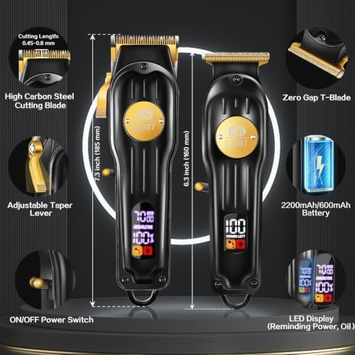 CIICII Mens Hair Clippers and Trimmers Set, Cordless Barber Haircut Kit - Image 2
