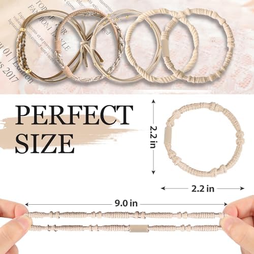 KANPRINCESS 20 PCS Boho Ponytail Holders - 4 Neutral Colors, 5 Styles Hair Bands & Bracelets for Women's Thick or Thin Hair, No Damage - Image 2
