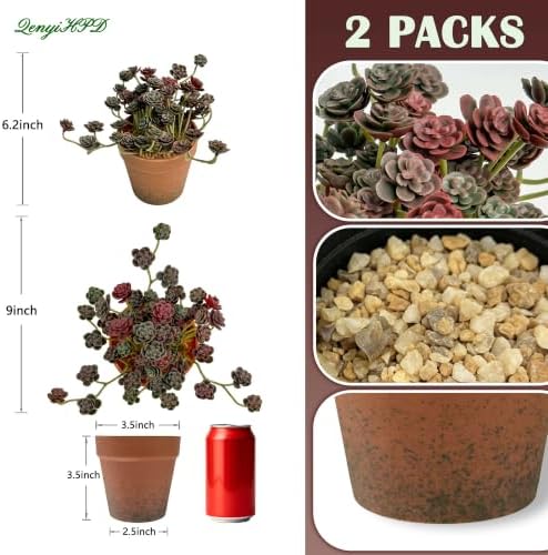 Artificial Burgundy Trailing Rosette Succulent Potted Plant, 2 Pack - Image 2