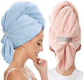 2 Pack Large Microfiber Hair Towel Wrap for Women, Anti Frizz Hair Drying Towels, Fast Dry Hair Turban - for Wet, Long, Thick, Curly Hair - Super Absorbent Soft Towels (Blue & Pink) by BYCOO