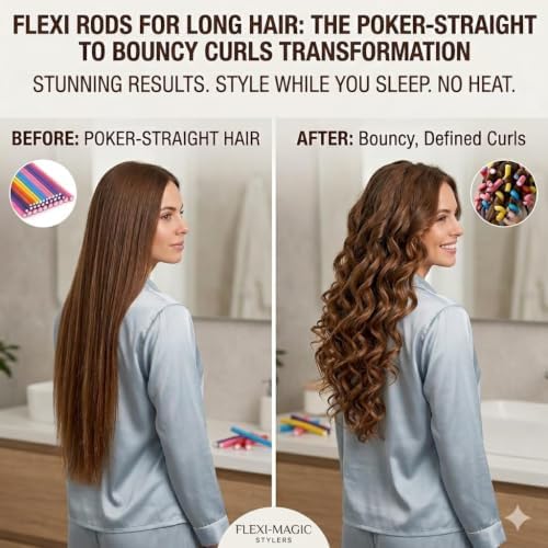 Pinkiou 30 PCS Flexi Rods for Hair, 9.45" Heatless Curling Rods No Heat Hair Rollers, 3 Sizes Large Soft Foam Flexible Twist Hair Curlers for Overnight Curls - Long & Short Hair - Image 4