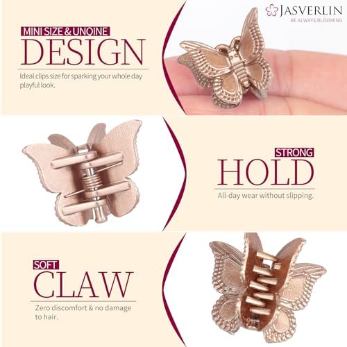 JASVERLIN Metallic Mini Butterfly Hair Clips, Mini Claws 50 Count - Image 4