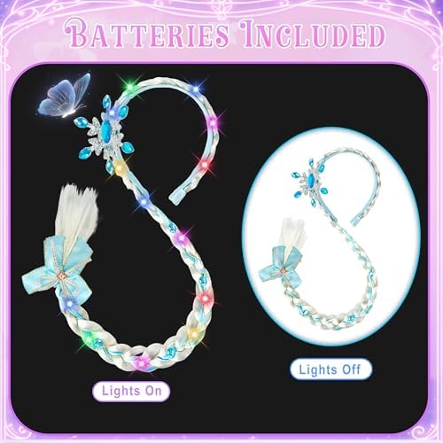 Light Up Princess Braided Wigs， Princess Accessories Wig Headbands for Girl - Image 4