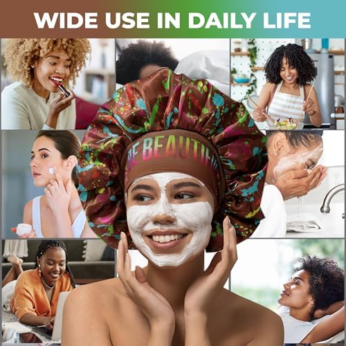 Discover reversible premium double layer silk satin sleeping bonnets designed for hair protection, moisture retention, and all-night comfort. Keep your hair healthy and frizz-free-brown - Image 2
