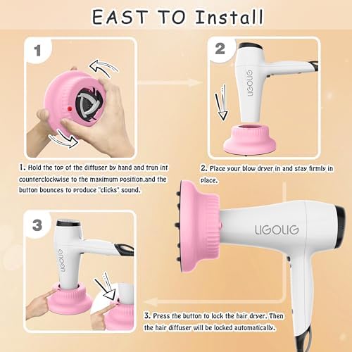 Hair Dryer Diffuser for Curly and Natural Wavy Hair,Universal Hair Diffuser,Hair Dryer Diffuser Attachment (Pink) - Image 5