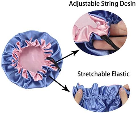 Kids Satin Bonnet Sleeping Cap Adjustable Silky Bonnet Double Layered Reversible Hair Bonnet Silky Night Hat for Toddler Child Baby - Image 4