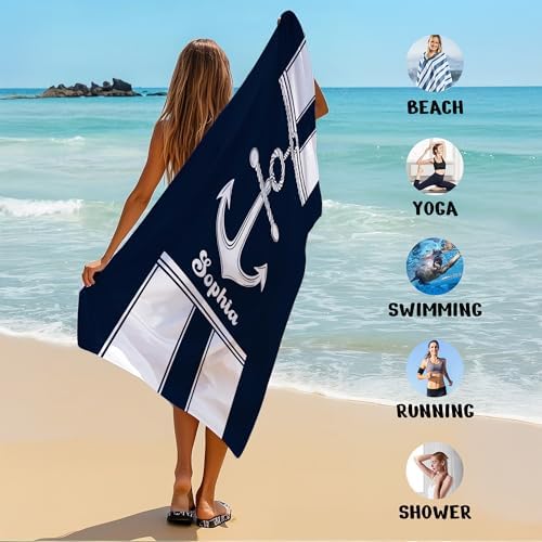 JML Personalized Beach Towel with Name, Custom Anchor Beach Towel, Customized Microfiber Pool Towel, Quick Dry & Absorbent Swim Towel for Adult,Anniversary, Birthday, Summer Holiday,Vacation - Image 6