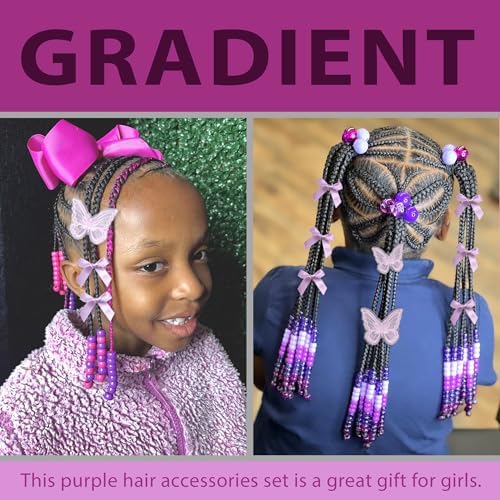 100PCS Gradient Hair Beads for Braids Satin Small Hair Bows Embroidery Butterfly Hair Clips Y2K Hair Accessories for Kids Girls - Image 3