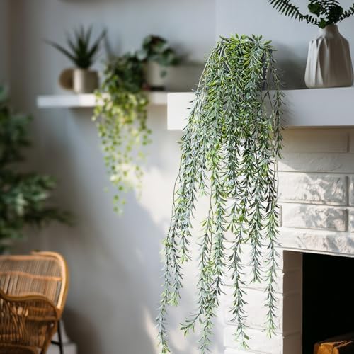 Artificial Hanging Plant 2 Pcs Faux Plant Ivy Vine Faux Eucalyptus Vines Fake Potted Greenery for Wall Living Room Home Shelf Office Bathroom Outdoor Indoor Decor (Type 5) - Image 5