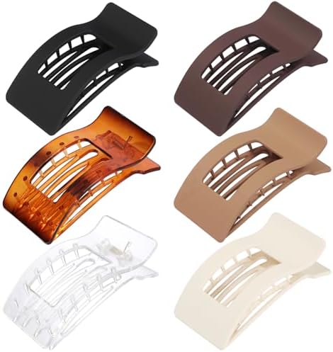 French Flat Hair Clips for Women 6pcs Hair Claw Clips for Thick or Thin Hair Matte Claw Clips for Girls Barrettes Non-Slip Strong Hold Hair Accessories for Women (Transparent) - Image 2