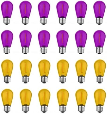GvvooHome 24 Pack S14 Orange and Purple Light Bulbs for String Lights by GvvooHome