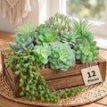 Artificial Succulents 12 Pcs Mini Fake Plants Faux Hanging Unpotted by WOHSEROM