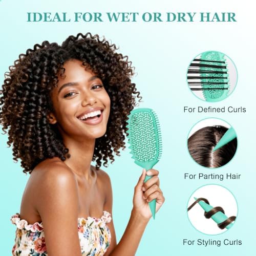 Curl Defining Brush with Wide & Narrow Teeth, Defines & Detangles Men/Women - Image 3