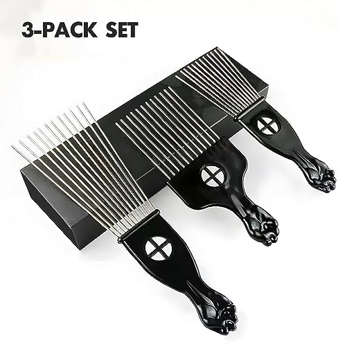 3-Piece Stainless Steel Afro Hair Pick Set, Fist Design for Men & Women, Perfect for Natural Curly Afro Hair, Essential Hairdressing Styling Tool - Image 7