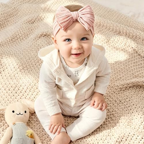 Baby Bows Headbands Soft Nylon Handmade Hair Accessories for Newborn Infant Toddler Kids (6 Mixed Pink, Large) - Image 6