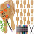 16PCS DIY Bamboo Hair Brush Painting Kit Bulk with 12 Pens for Decor Square by SAYAYA