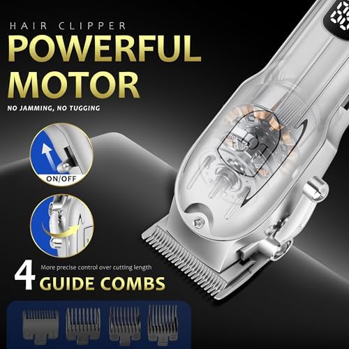Hair Clippers for Men with LED Display, 4-in-1 Cordless Grooming Kit with Beard Trimmer, Foil Shaver & Nose Trimmer, Rechargeable Electric Hair Clipper Set for Home Barber, Personal Care & Gift - Image 3